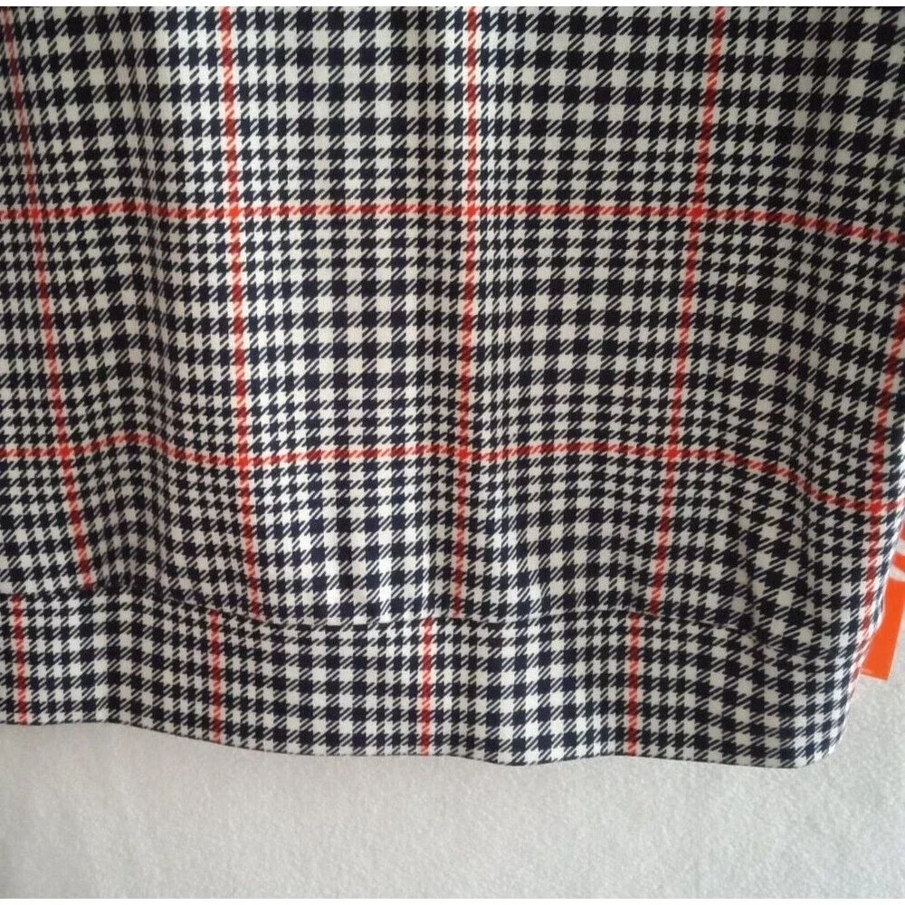 CRUSH Crop Top ABC Family Womens Large Houndstooth Plaid Long Sleeve NWT